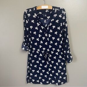GAP women’s small Long sleeves navy bow shorts romper cinch waist